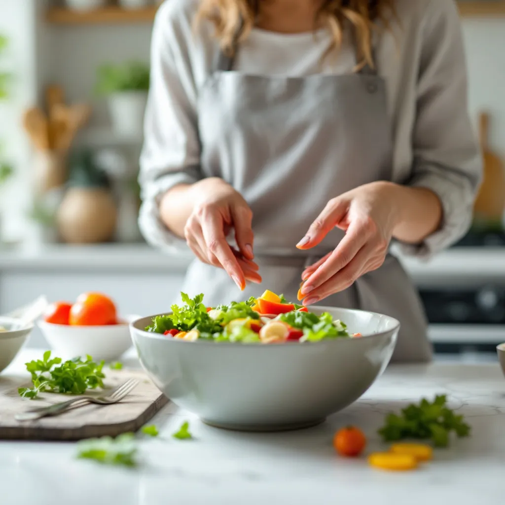 Preparazione insalata fresca